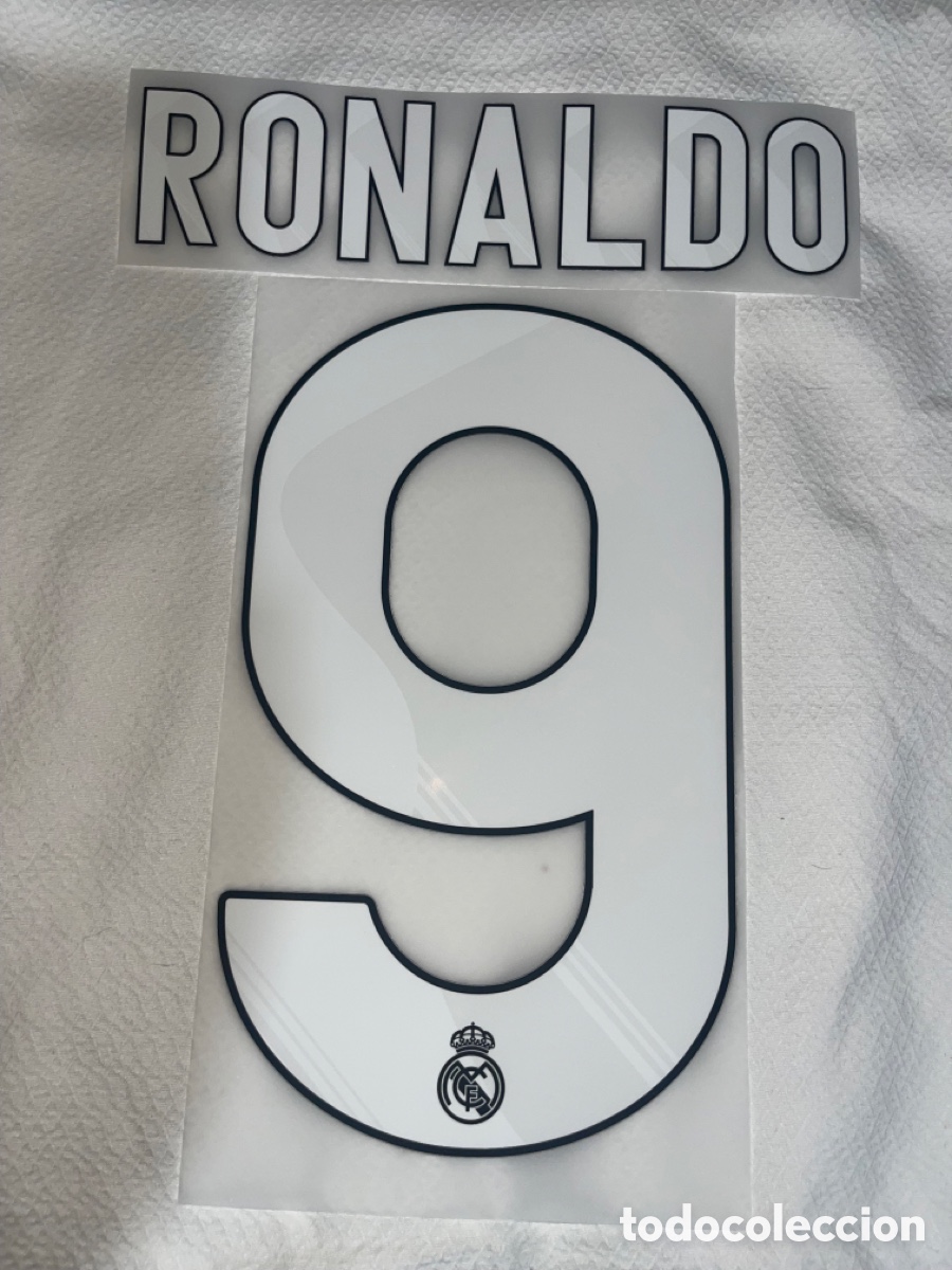 Coleccionismo deportivo: Dorsal Ronaldo Real Madrid camiseta temporada 20009/10 Liga champions league copa del rey serigrafia
