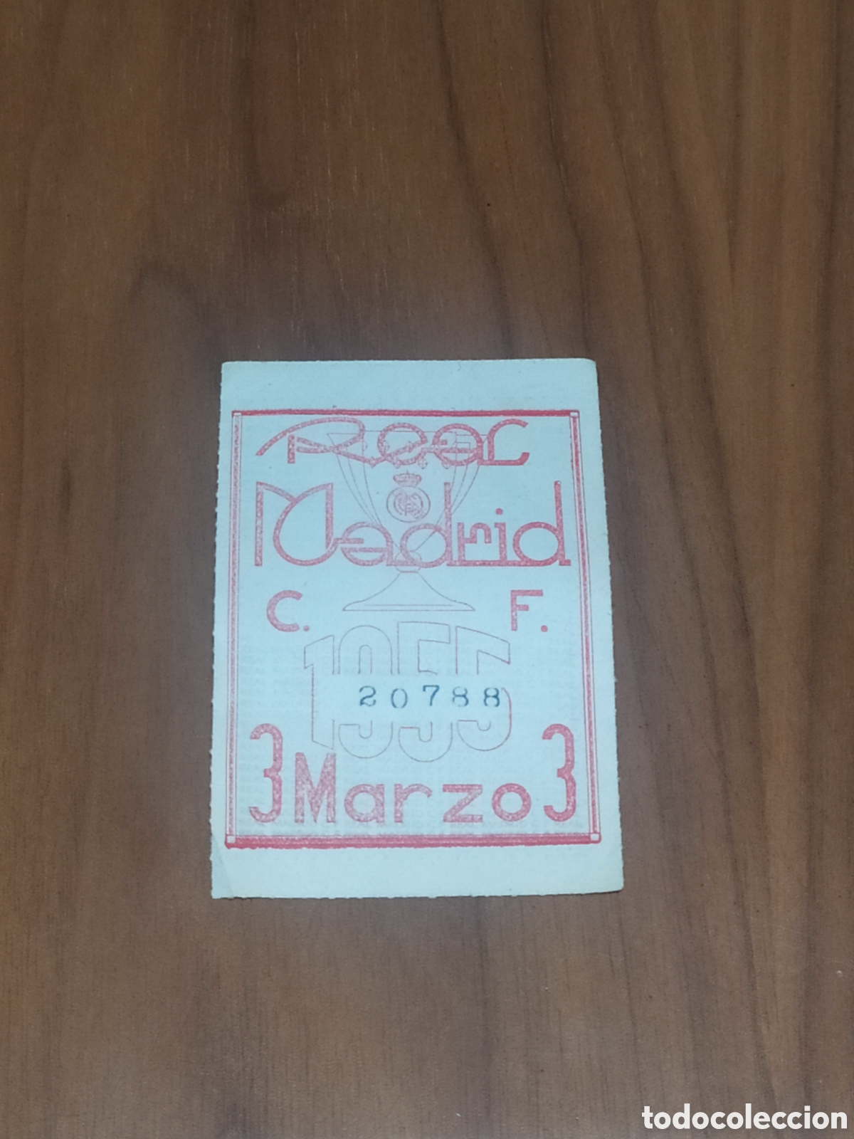 Coleccionismo deportivo: Cup&oacute;n de socio del Real Madrid - Marzo 1955 - Foto 1
