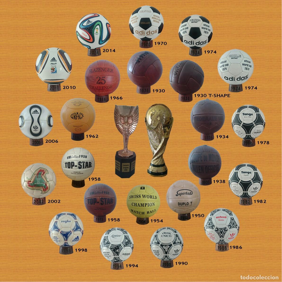Collectionnisme sportif: Colecci&oacute;n de balones mundialistas desde 1930 - 2014 + trofeo Jules Rimet + trofeo FIFA + 23 soportes