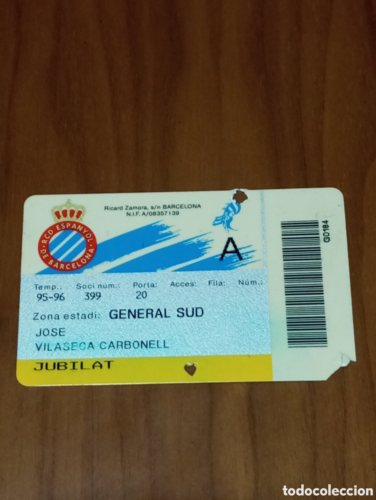Coleccionismo deportivo: CARNET ABONO RCD ESPANYOL 1995 1996 - Foto 1