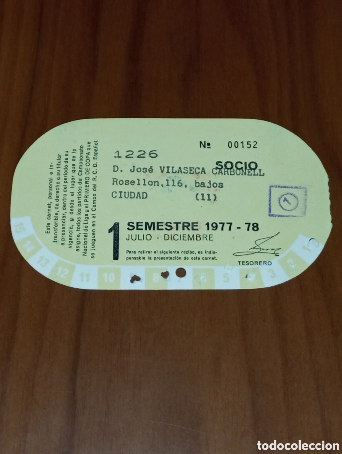 Coleccionismo deportivo: CARNET ABONO RCD ESPANYOL PRIMER SEMESTRE 1977 1978 - Foto 2