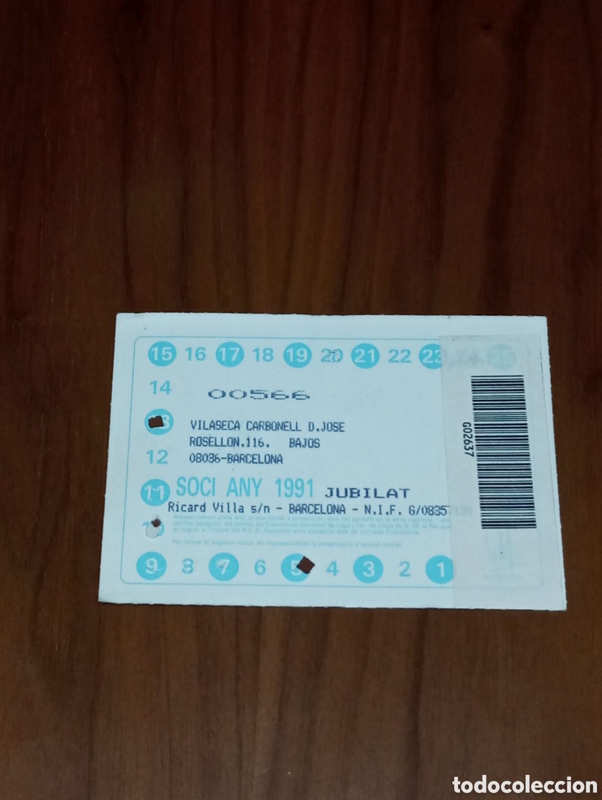 Coleccionismo deportivo: CARNET ABONO RCD ESPANYOL 1991 - Foto 2