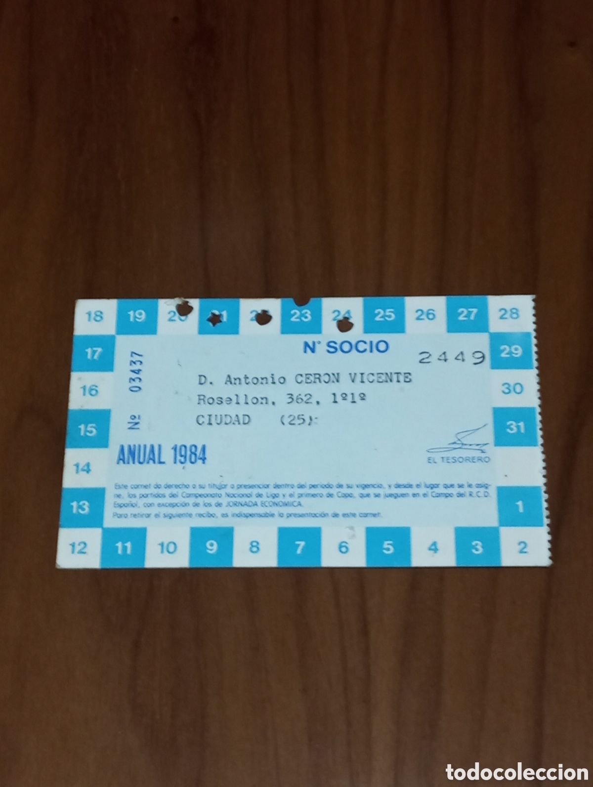 Coleccionismo deportivo: CARNET ABONO RCD ESPANYOL ANUAL 1984 - Foto 2
