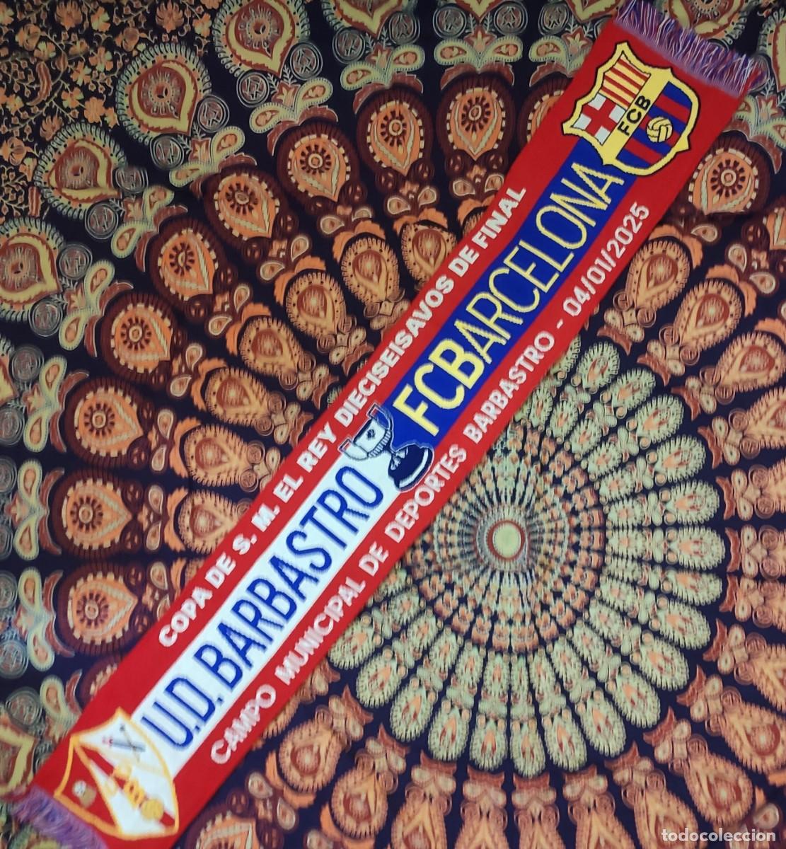 Coleccionismo deportivo: Bufanda Barbastro Barcelona Copa del Rey Match Scarf - Foto 1