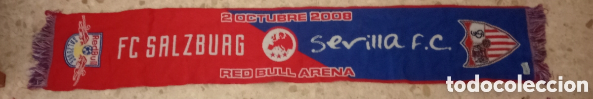 Coleccionismo deportivo: BUFANDA SEVILLA VS RED BULL - Foto 1