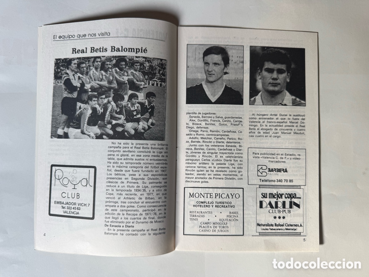 Coleccionismo deportivo: Programa Valencia CF vs Betis Liga 1983 - Foto 3