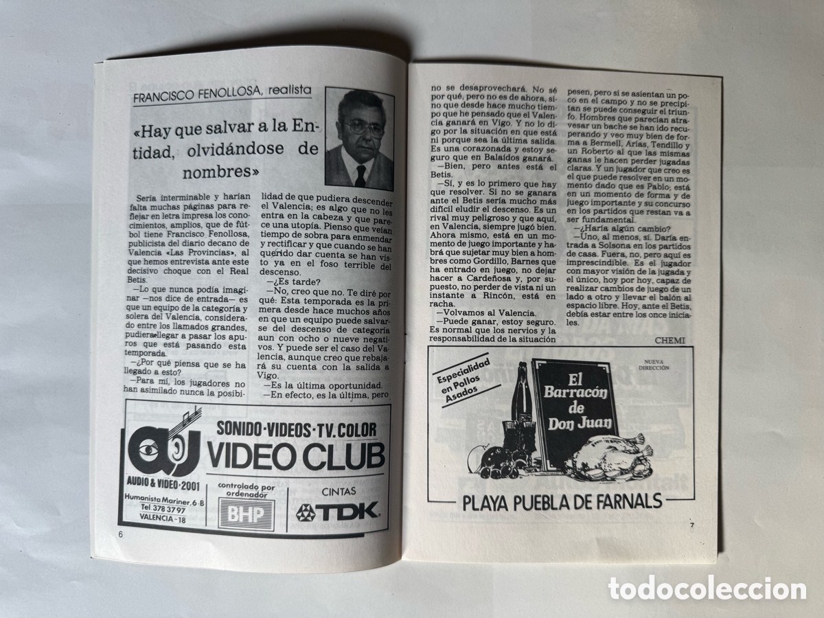 Coleccionismo deportivo: Programa Valencia CF vs Betis Liga 1983 - Foto 4