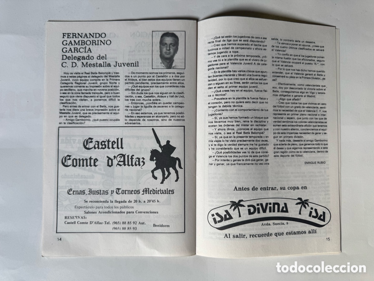 Coleccionismo deportivo: Programa Valencia CF vs Betis Liga 1983 - Foto 7