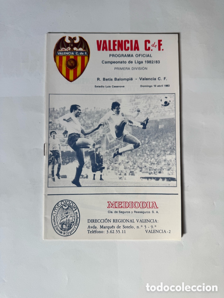 Coleccionismo deportivo: Programa Valencia CF vs Betis Liga 1983 - Foto 1