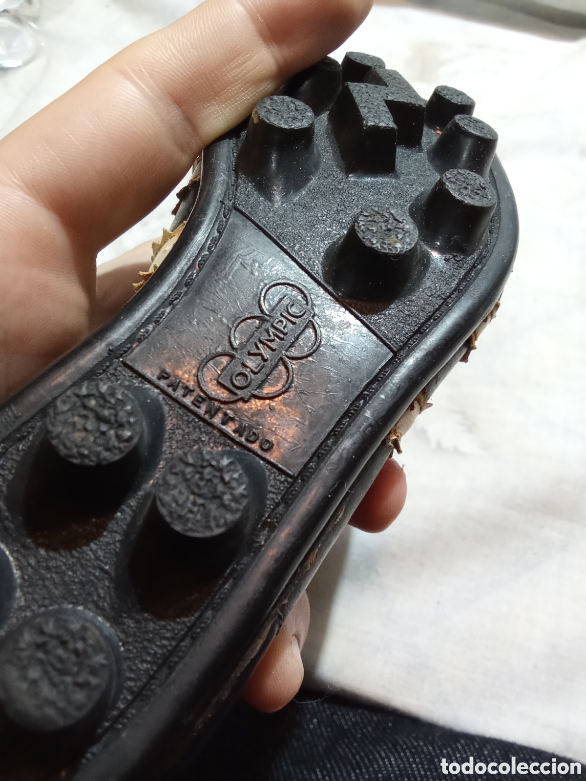 Coleccionismo deportivo: BOTA DE FUTBOL OLIMPIC PEQUE&Ntilde;A - Foto 7