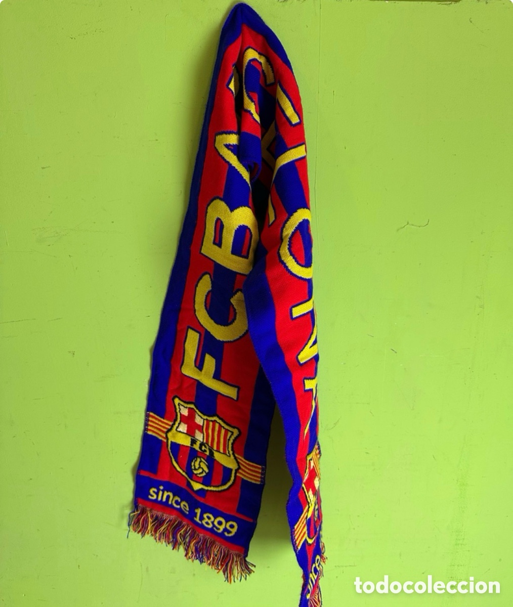 Coleccionismo deportivo: bufanda oficial de tejido jacquard del FC Barcelona,