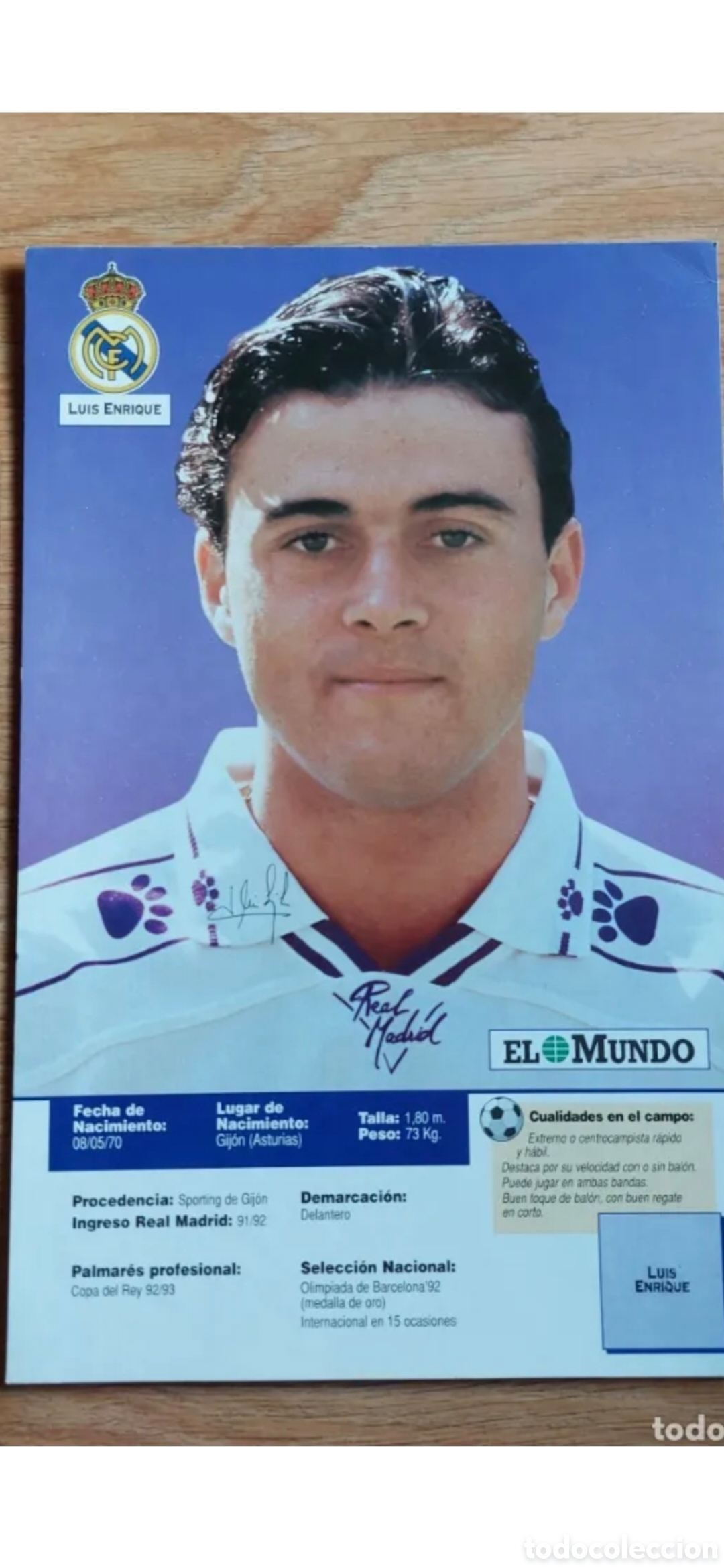 Colecionismo desportivo: FICHA LUIS ENRIQUE REAL MADRID
