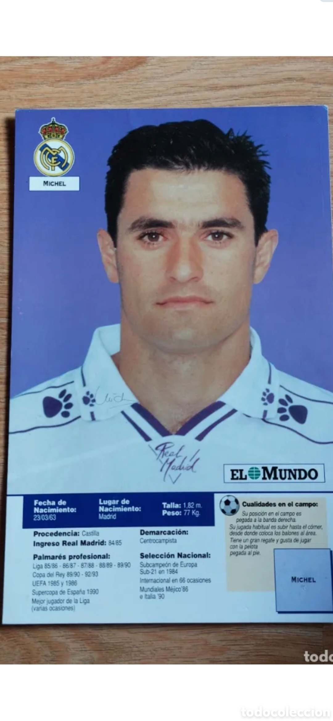 Colecionismo desportivo: FICHA MICHEL REAL MADRID
