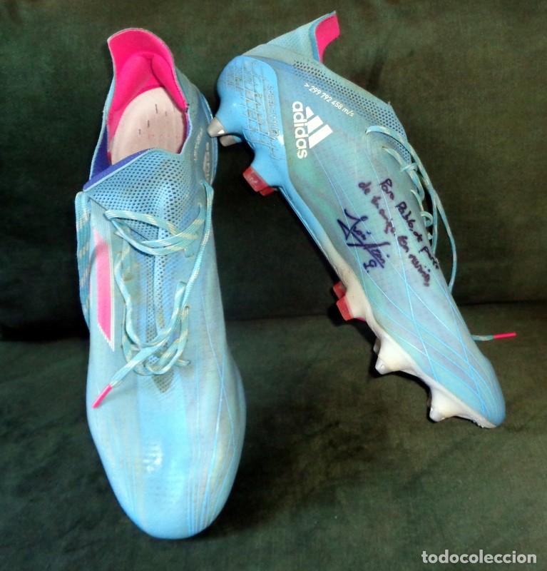 Coleccionismo deportivo: BOTAS ADIDAS SPEEDFRAME F&Uacute;TBOL IVAN AZ&Oacute;N REAL ZARAGOZA 21/22 MATCH WORN IPSWICH TOWN. FIRMADA SIGNED