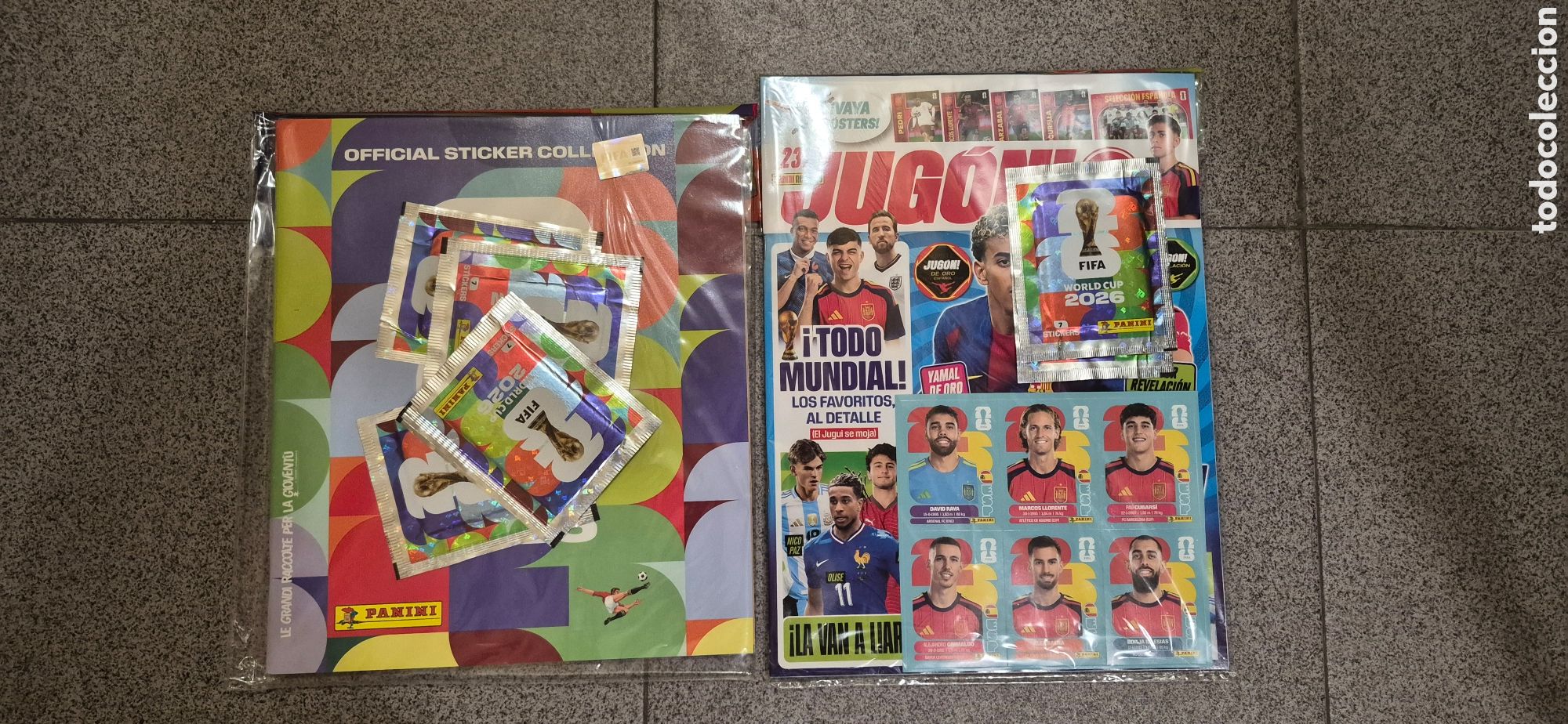 Coleccionismo deportivo: ALBUM MUNDIAL + 5 SOBRES REVISTA JUGON + 2 SOBRES Y 6 CROMOS DE ESPA&Ntilde;A