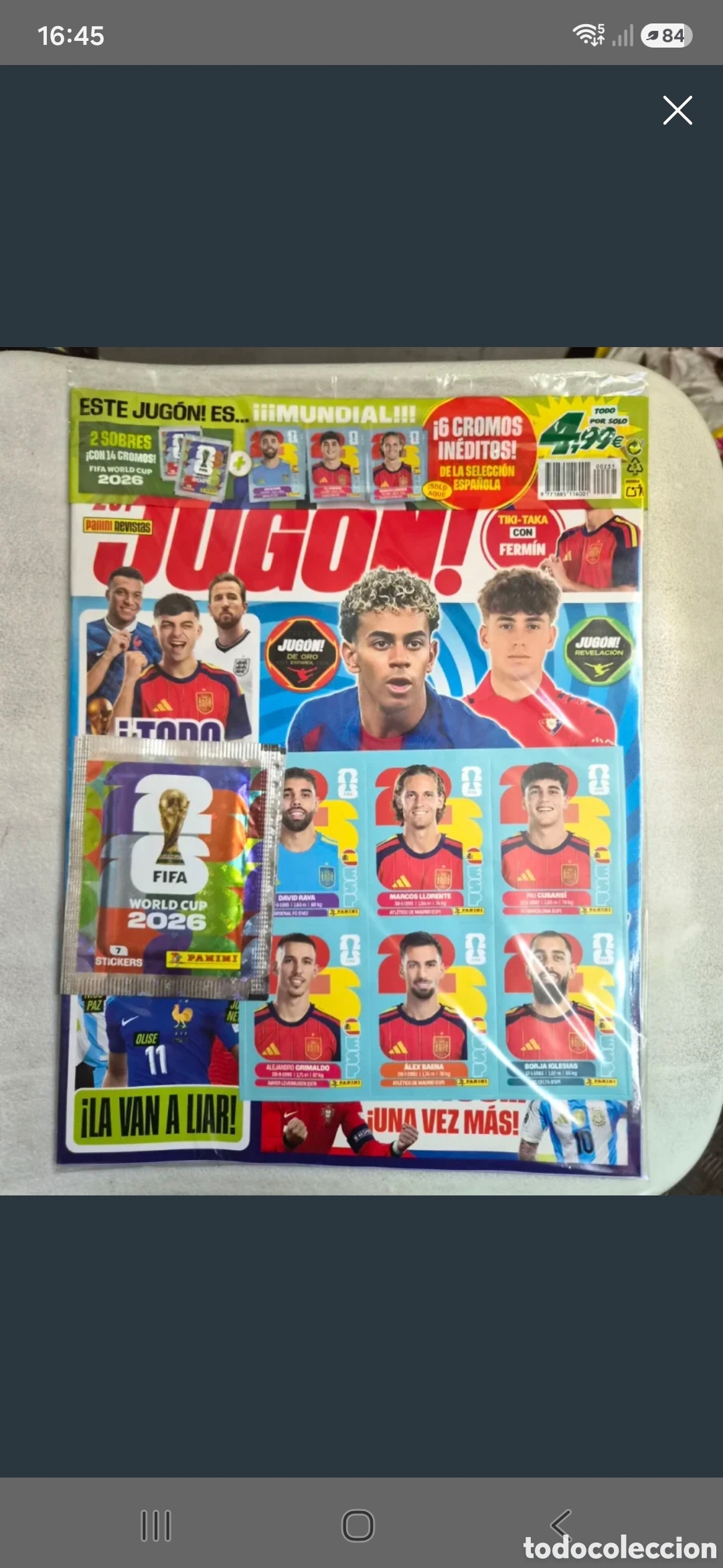 Coleccionismo deportivo: REVISTA JUGON 6 CROMOS Y 2 SOBRES