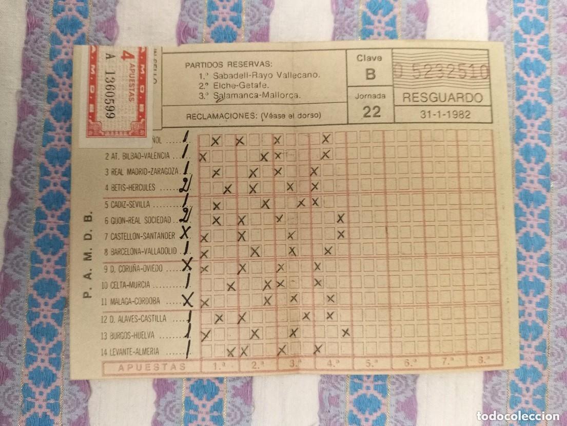 Coleccionismo deportivo: RESGUARDO QUINIELA FUTBOL DEL 31 ENERO 1982