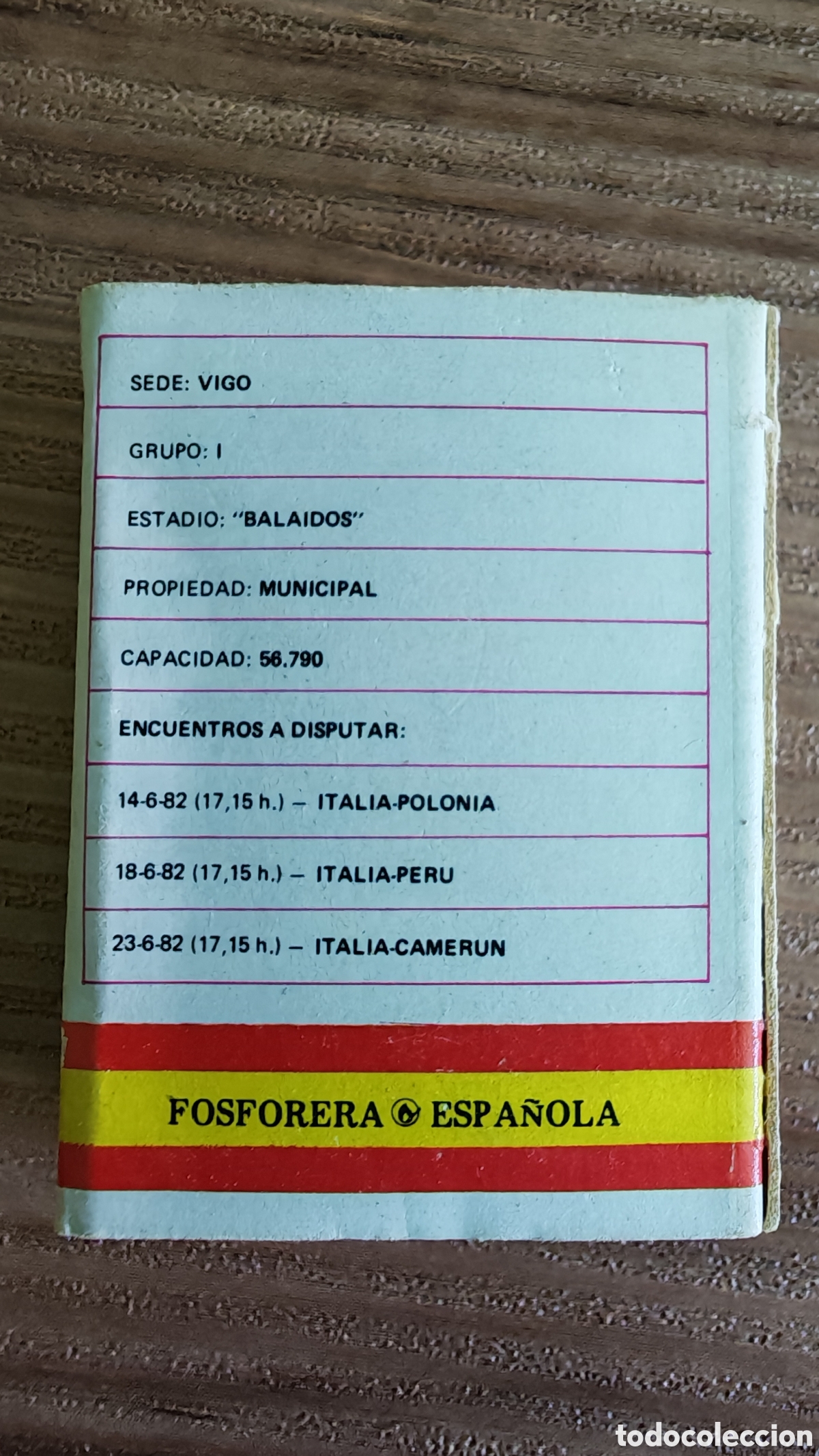 Coleccionismo deportivo: Caja Cerillas 1982 Vigo Bala&iacute;dos - Foto 2