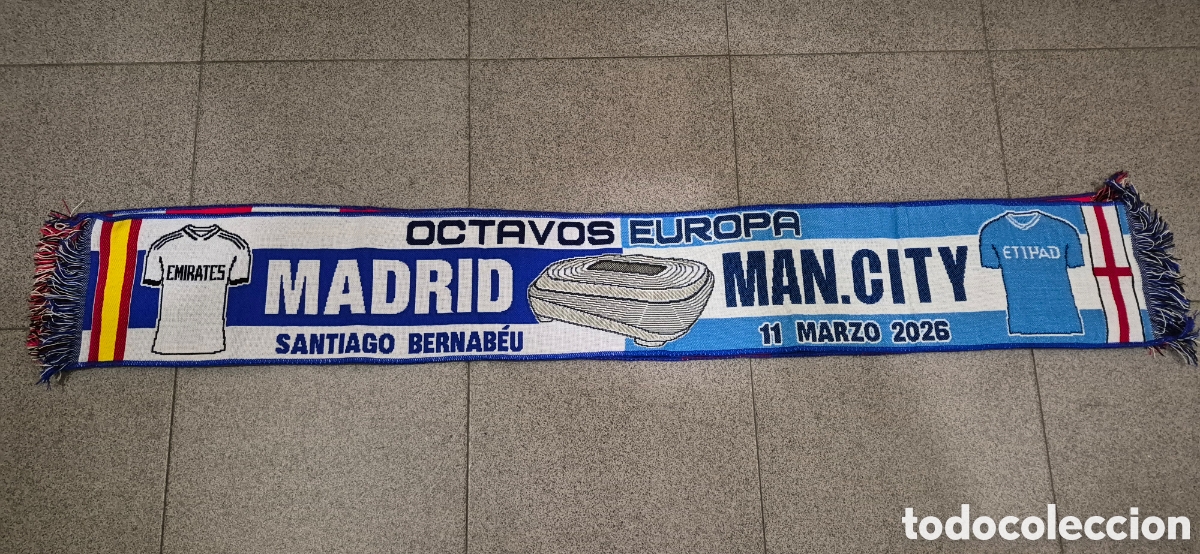 Coleccionismo deportivo: BUFANDA R.MADRID MAN.CITY - Foto 1