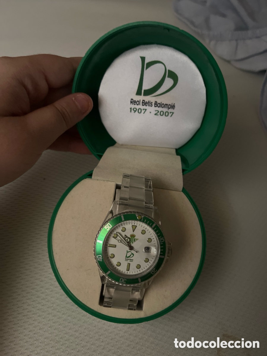 Coleccionismo deportivo: Reloj conmemorativo centenario Real Betis Balompi&eacute; (1907-2007)-producto oficial en caja original