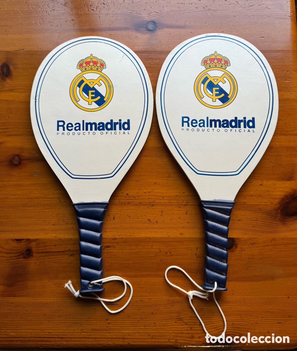 Coleccionismo deportivo: 2 Raquetas Real Madrid P&aacute;del Vintage Tenis 40cm