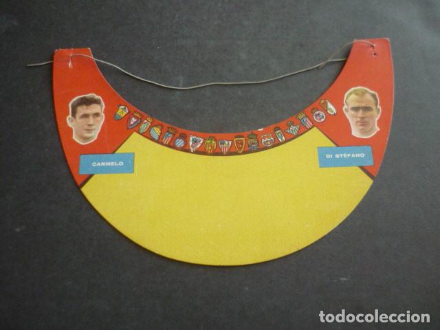 Coleccionismo deportivo: VISERA CARTON FUTBOL CARMELO Y DI STEFANO FUTBOLISTAS