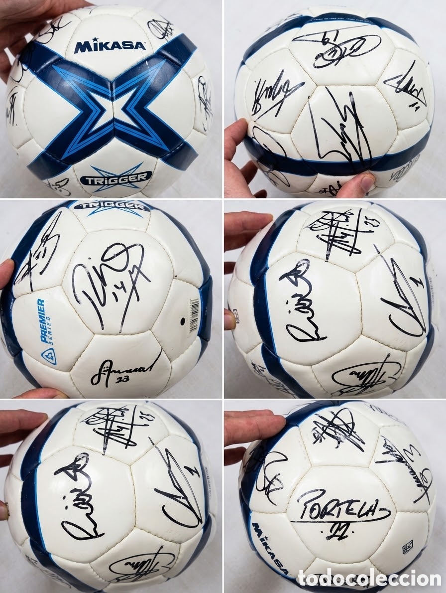 Coleccionismo deportivo: Bal&oacute;n Mikasa nuevo firmado por toda la plantilla del Xerez CD cuando ascendi&oacute; a primera divisi&oacute;n