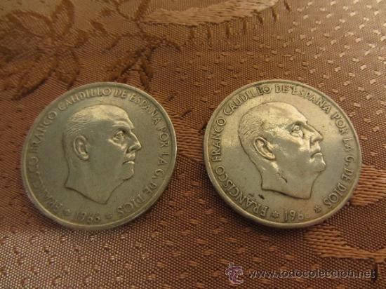 Material numism&aacute;tico: Dos monedas de plata de Franco (100 pesetas) de 1966 - Foto 2