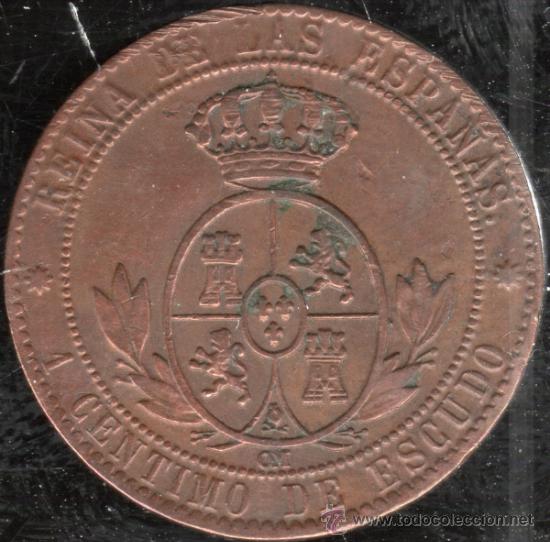 Material numism&aacute;tico: ISABEL II. 1 CENTIMO DE ESCUDO. BARCELONA. 1868 - Foto 2