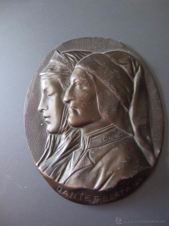 Material numism&aacute;tico: PLACA DE BRONCE DE DANTE E BEATRICE - Foto 1