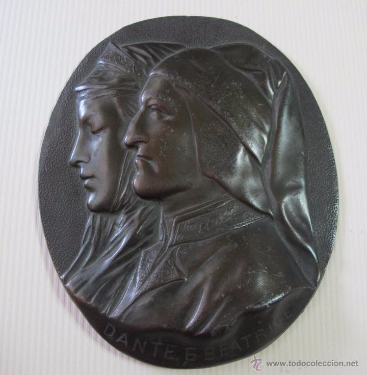 Material numism&aacute;tico: PLACA DE BRONCE DE DANTE E BEATRICE - Foto 5
