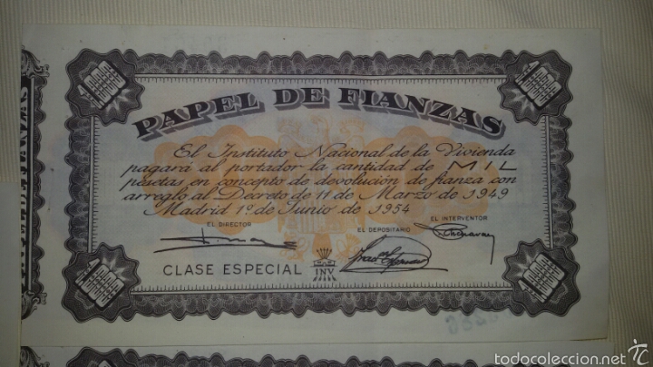 Material numism&aacute;tico: Lote Papeles de Fianza 1954 - Foto 2