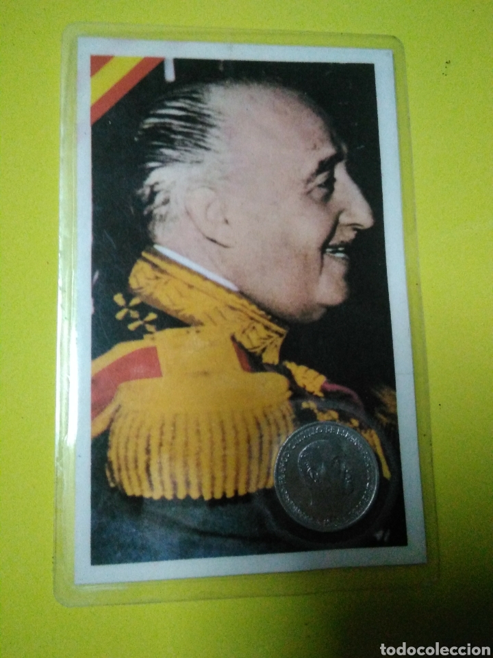 Material numism&aacute;tico: Targeta con moneda Francisco Franco - Foto 1