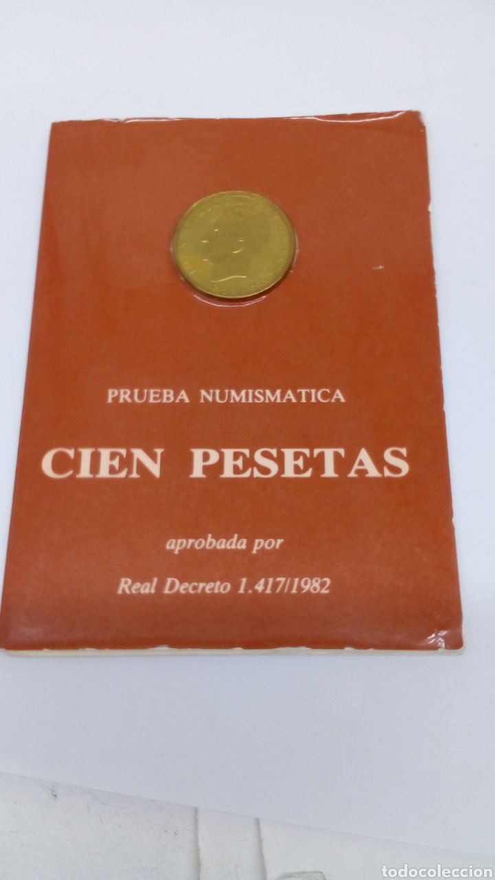 Material numism&aacute;tico: Moneda de cien pesetas 1982 en blind&eacute; - Foto 1