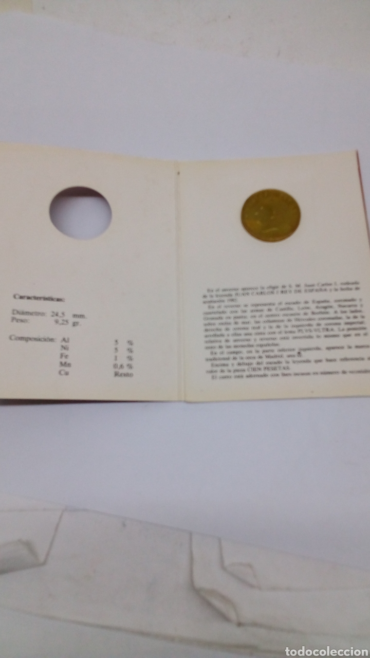 Material numism&aacute;tico: Moneda de cien pesetas 1982 en blind&eacute; - Foto 2