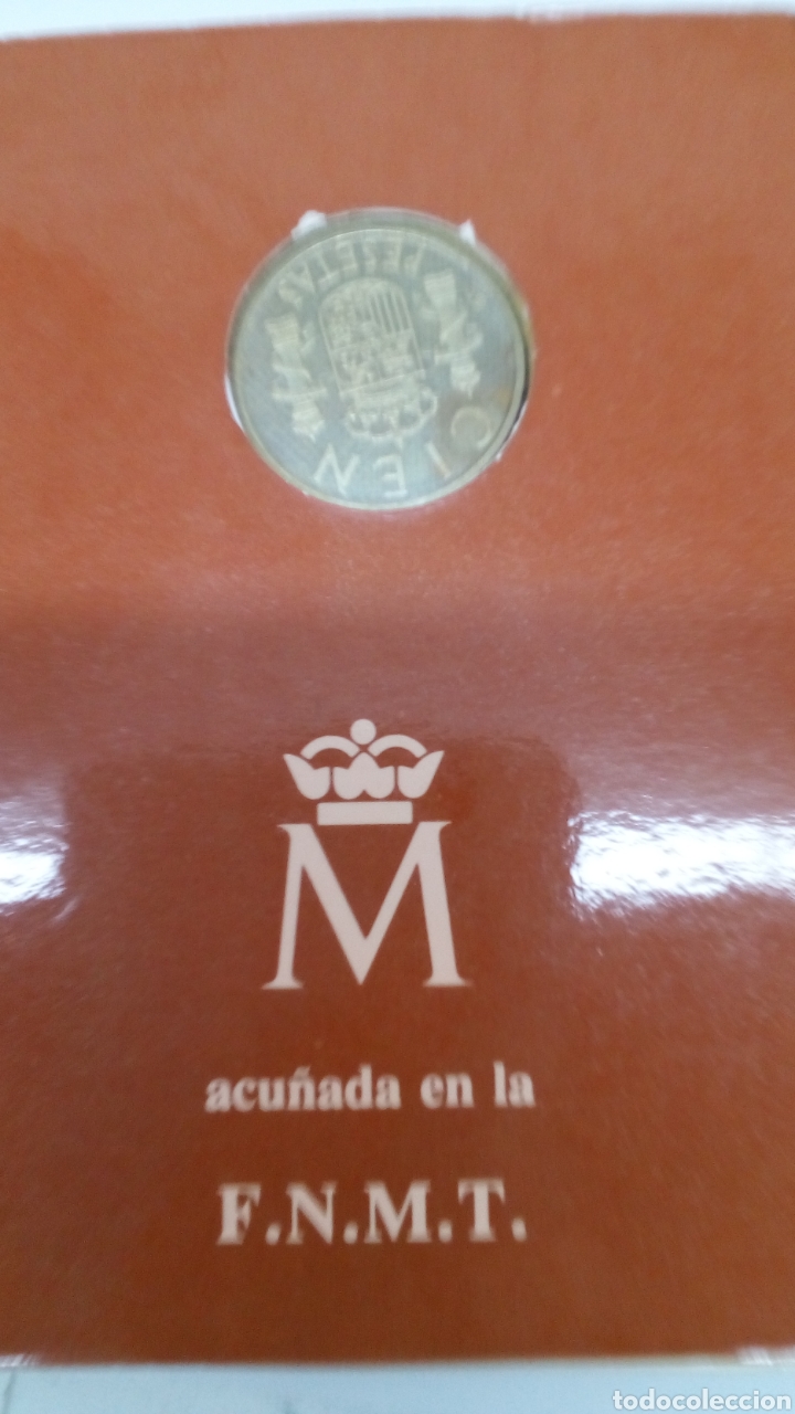 Material numism&aacute;tico: Moneda de cien pesetas 1982 en blind&eacute; - Foto 3