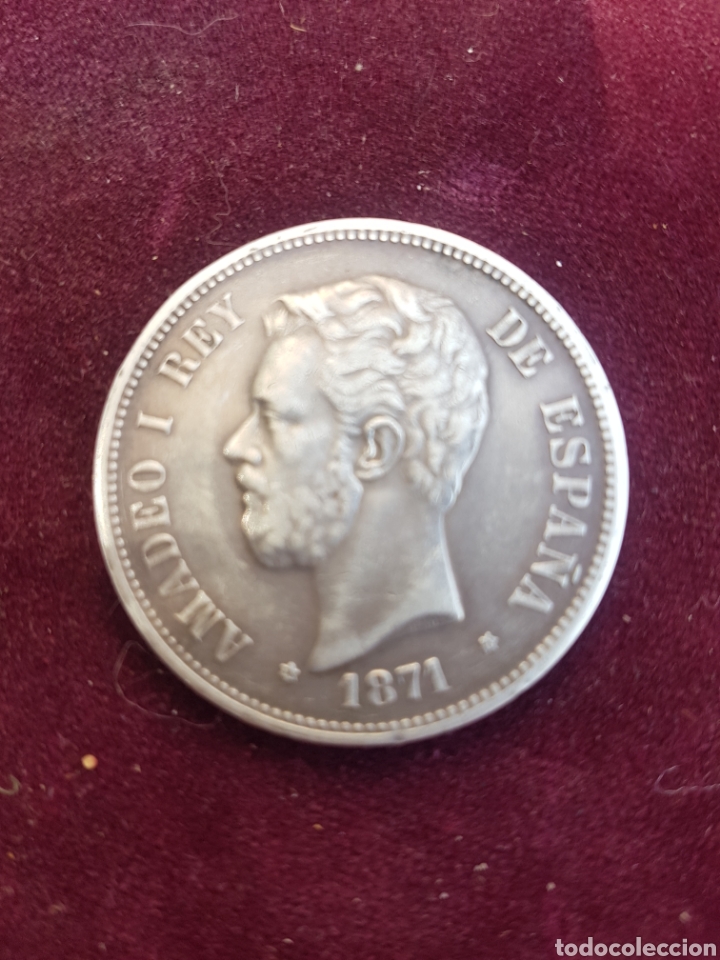 Material numism&aacute;tico: MONEDA DE PLATA DE 5 PESETAS DE AMADEO I A&Ntilde;O 1871 - Foto 1