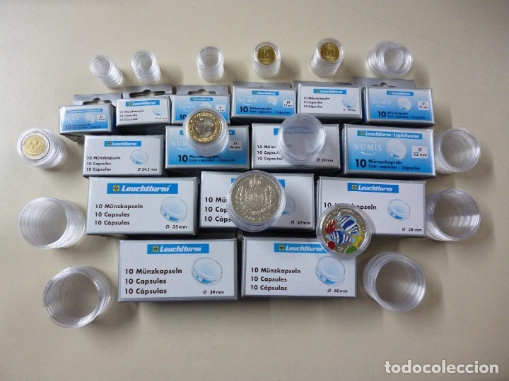 Material numism&aacute;tico: 100 C&aacute;psulas para monedas.Redondas.Di&aacute;metro A ELEGIR de 14 a 41mm - Foto 1