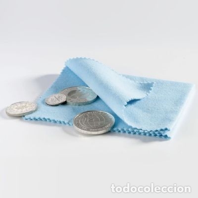 Material numism&aacute;tico: Pa&ntilde;o para pulir monedas, azul - Foto 1