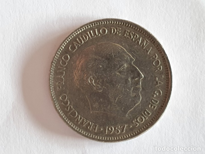 Material numism&aacute;tico: Moneda 25 pesetas 1957 - *70 - MBC/VF - Foto 2