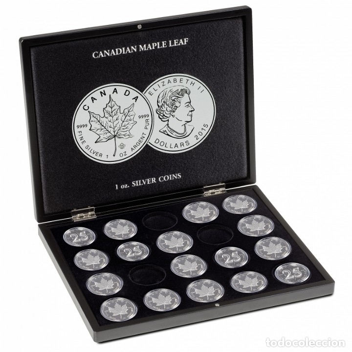 Material numism&aacute;tico: Estuche VOLTERRA, para 20 ONZAS DE PLATA de MAPLE LEAF en c&aacute;psulas originales. - Foto 1