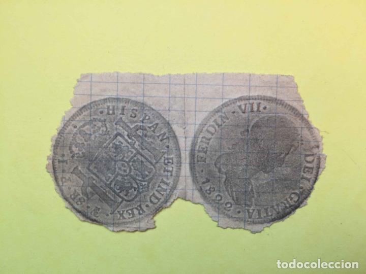 Material numismático: 3 CALCOS de MONEDAS (papel, S. XIX) Numismática ¡Originales! ¡Coleccionista! - Foto 3 - 189739732