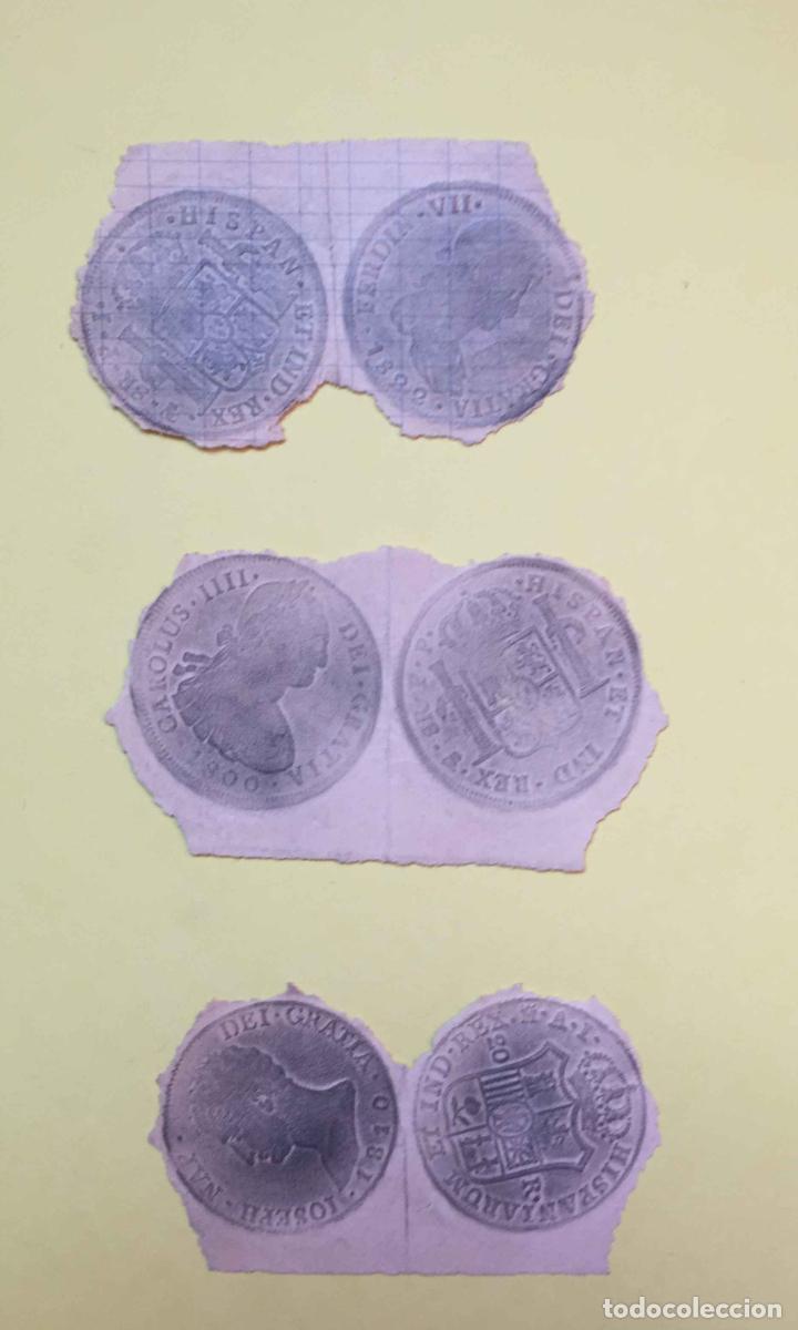 Material numismático: 3 CALCOS de MONEDAS (papel, S. XIX) Numismática ¡Originales! ¡Coleccionista! - Foto 6 - 189739732