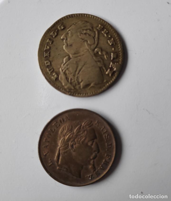 Material numism&aacute;tico: Monedas ficha de Luis XVI y Napole&oacute;n - Foto 1