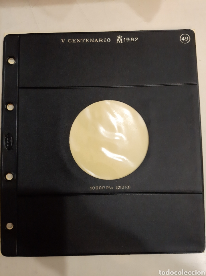 Material numism&aacute;tico: PARDO HOJA MONEDAS 1992 V CENTENARIO 10000 PTAS NUMERADA 49 - Foto 1