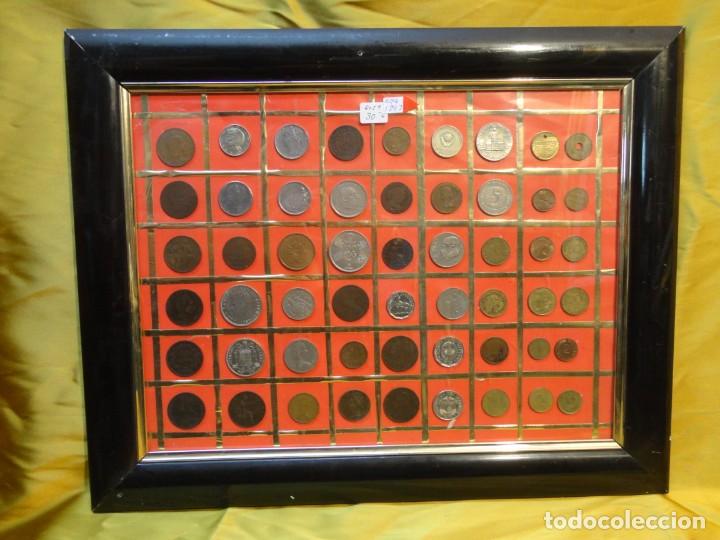 Material numism&aacute;tico: CUADRO COLECCION 54 MONEDAS 48x39 - Foto 2