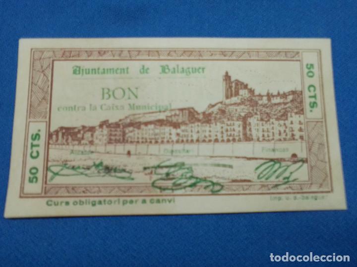 Material numism&aacute;tico: BILLETE LOCAL, AJUNTAMENT DE BALAGUER 50 CENTIMOS 1937 S/C.