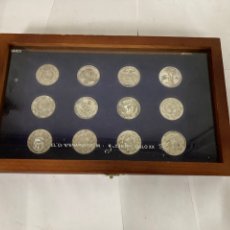 Materiale numismatico: MONEDAS DEL CENTENARIO DEL REAL MADRID CON EXPOSITOR 12 MONEDAS PLATEADAS. Lote 254307790