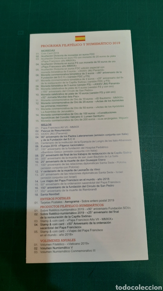 Material numism&aacute;tico: 2019 Vaticano programas emisiones FILATELIA y NUMISM&Aacute;TICA - Foto 2