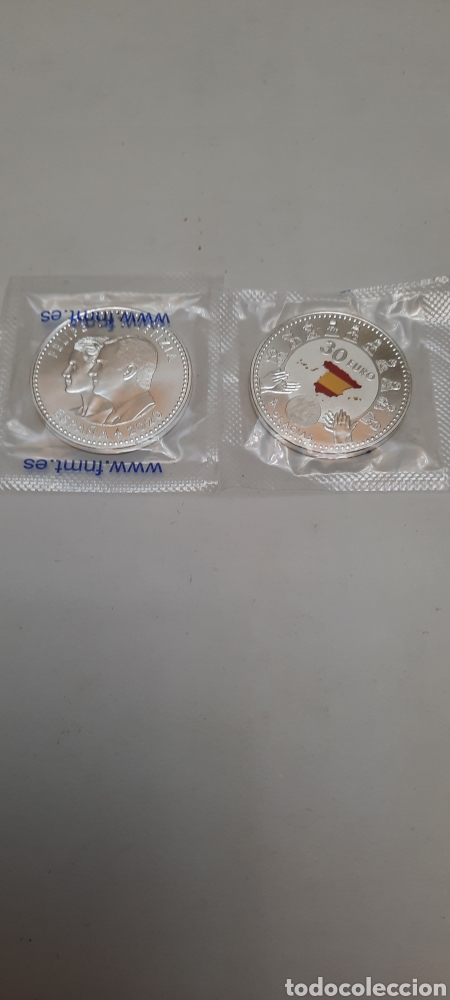 Material numism&aacute;tico: Moneda de 30 &euro; de plata Felipe VI y Leticia - Foto 1
